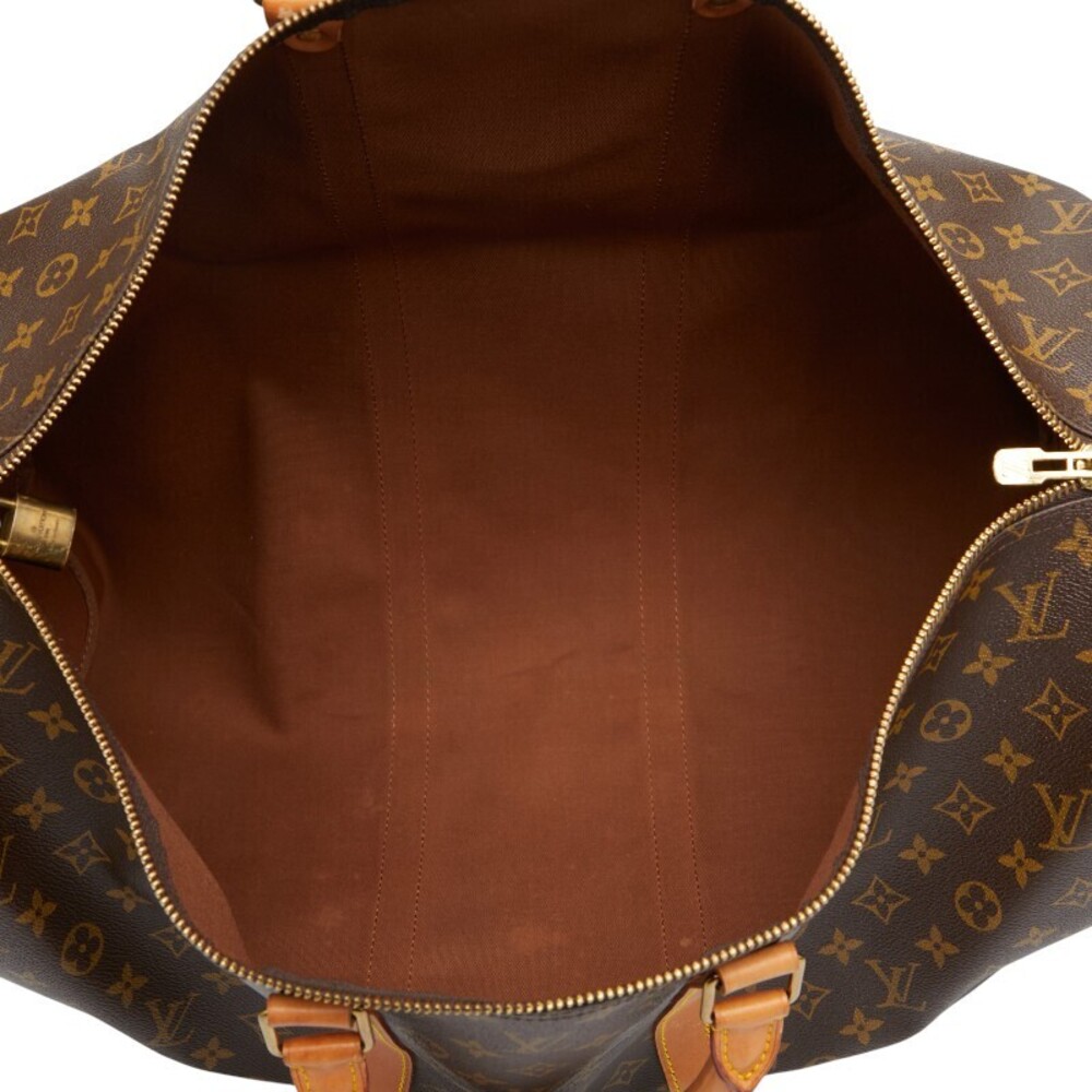 Louis Vuitton Monogram Keepall Boston Travel Bag Brown Leather - Picture 9 of 9
